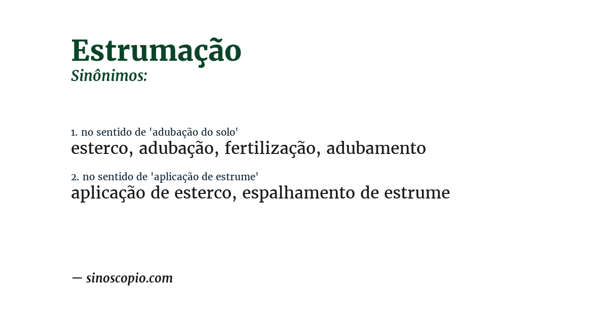 Sinônimo de estrumação