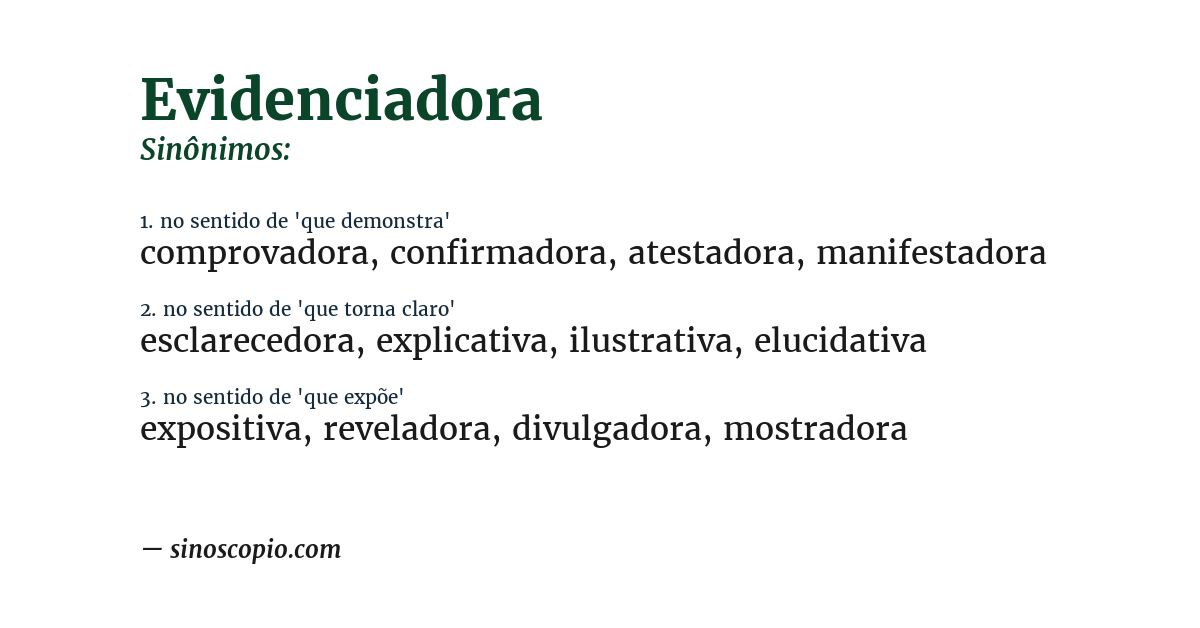Sinônimo de evidenciadora