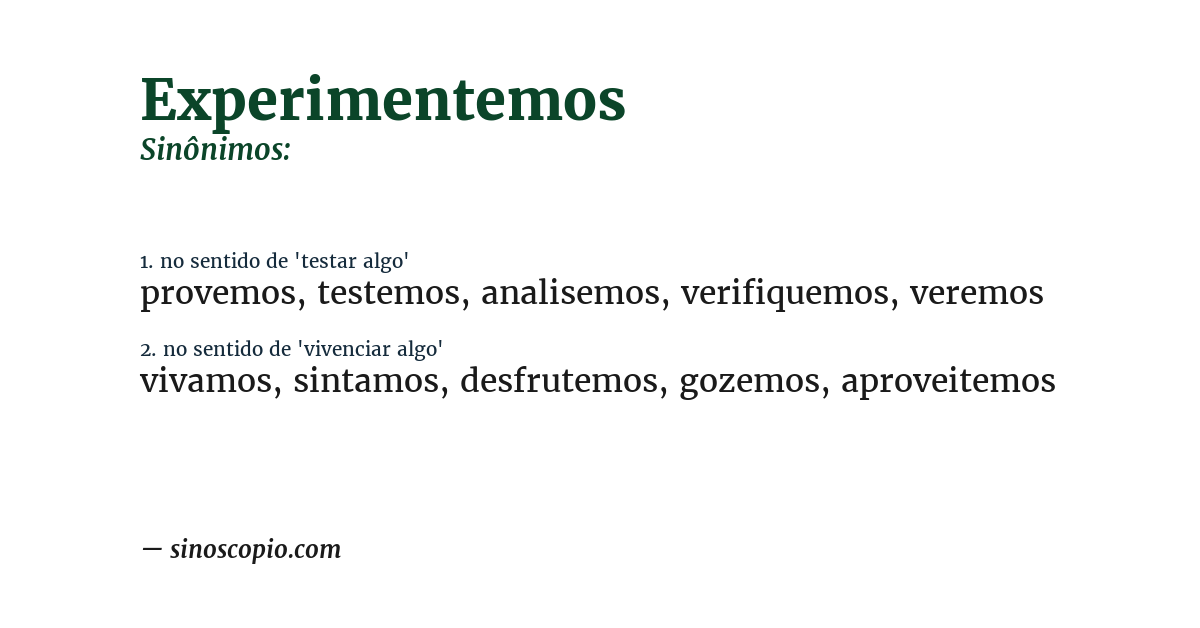 Sinônimo de experimentemos