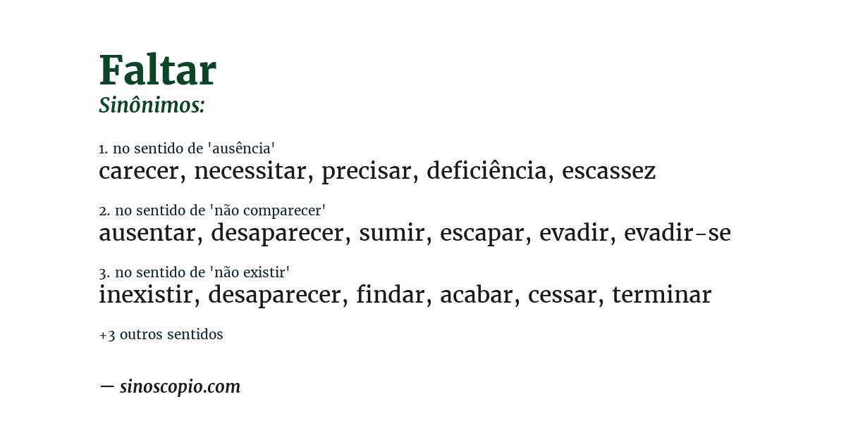 Sinônimo de faltar