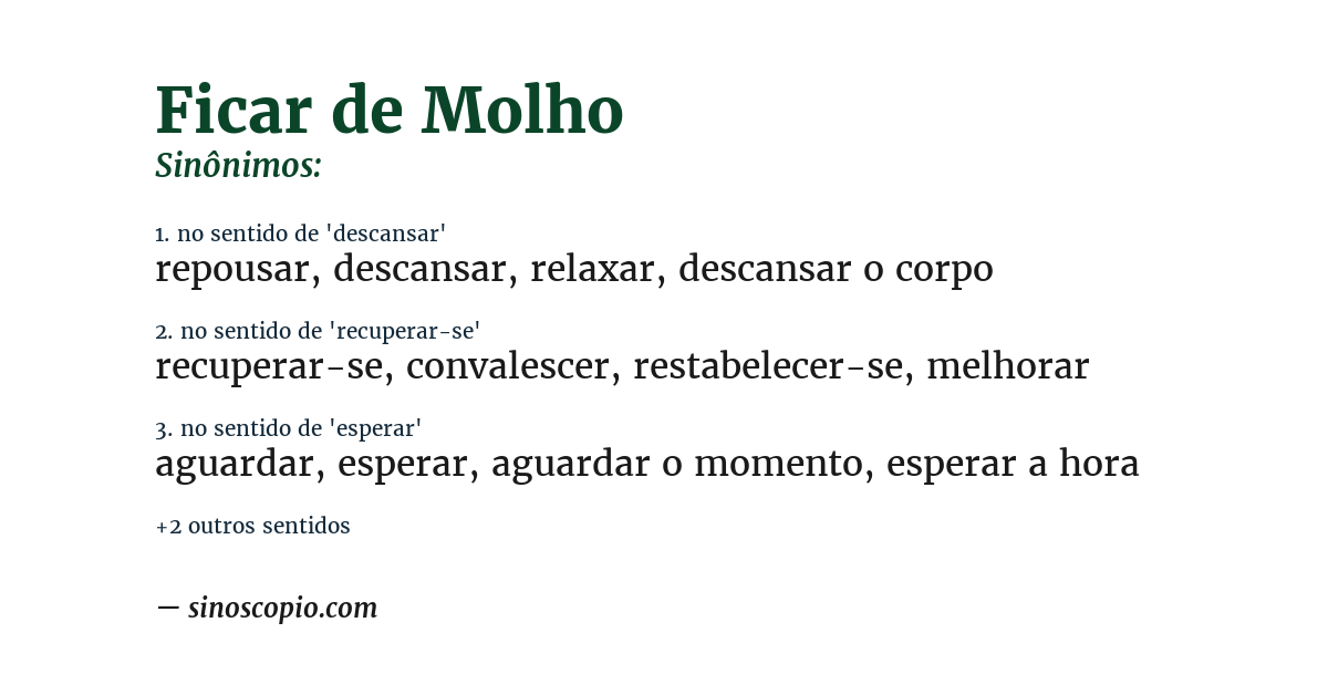 Sinônimo de ficar de molho