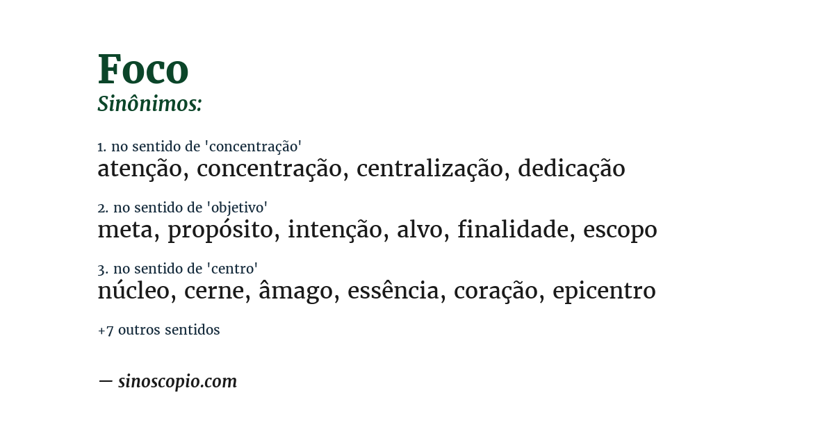 Sinônimo de foco