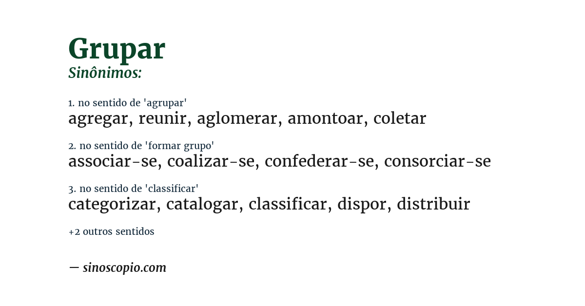 Sinônimo de grupar