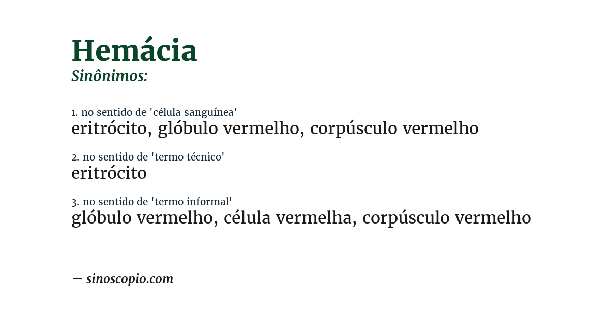 Sinônimo de hemácia