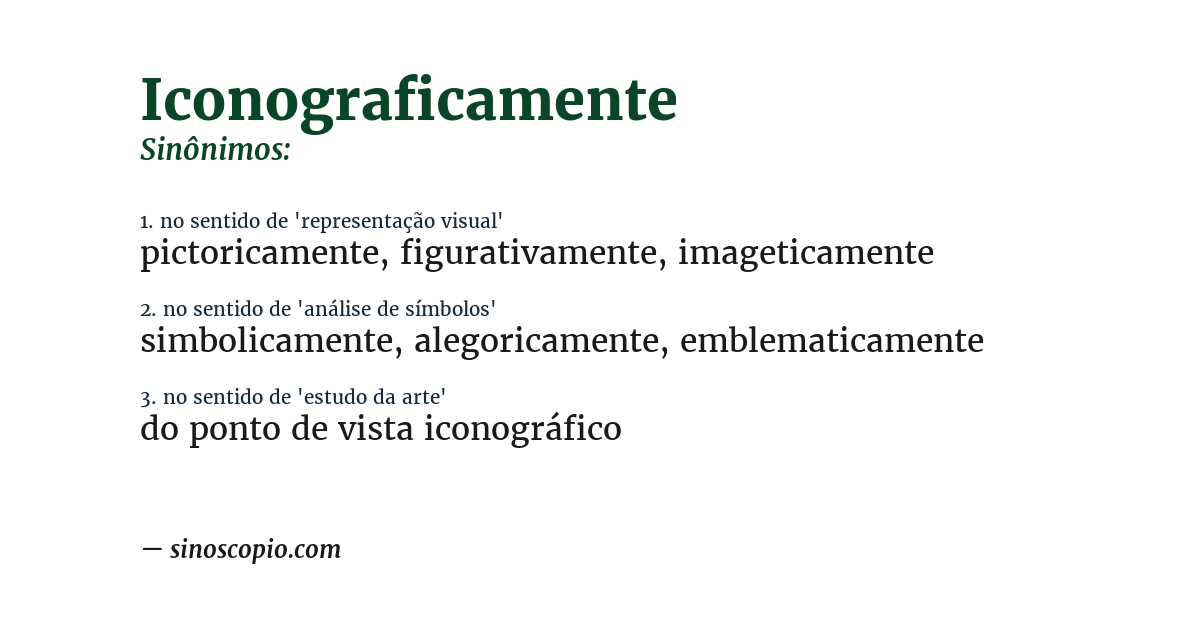 Sinônimo de iconograficamente