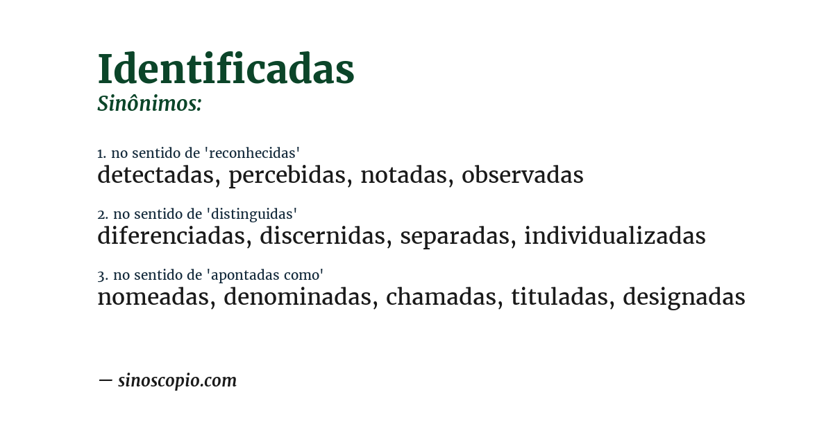 Sinônimo de identificadas