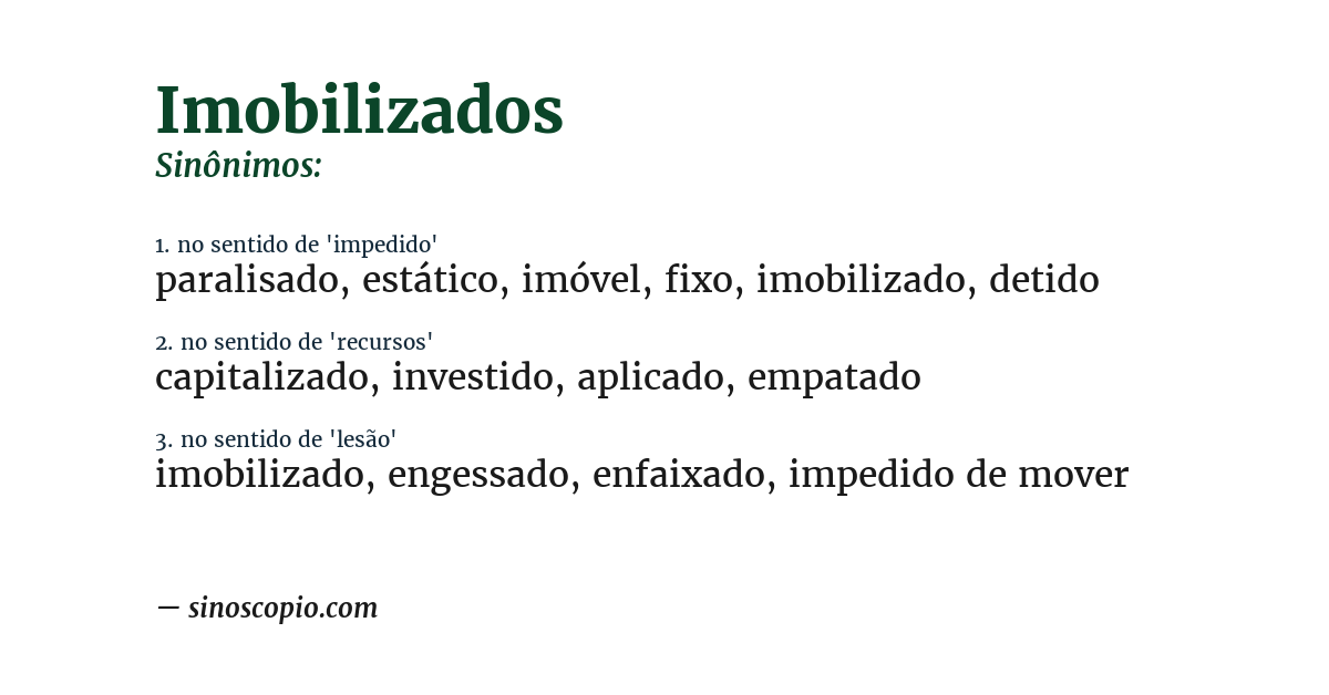 Sinônimo de imobilizados