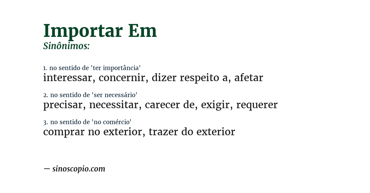 Sinônimo de importar em