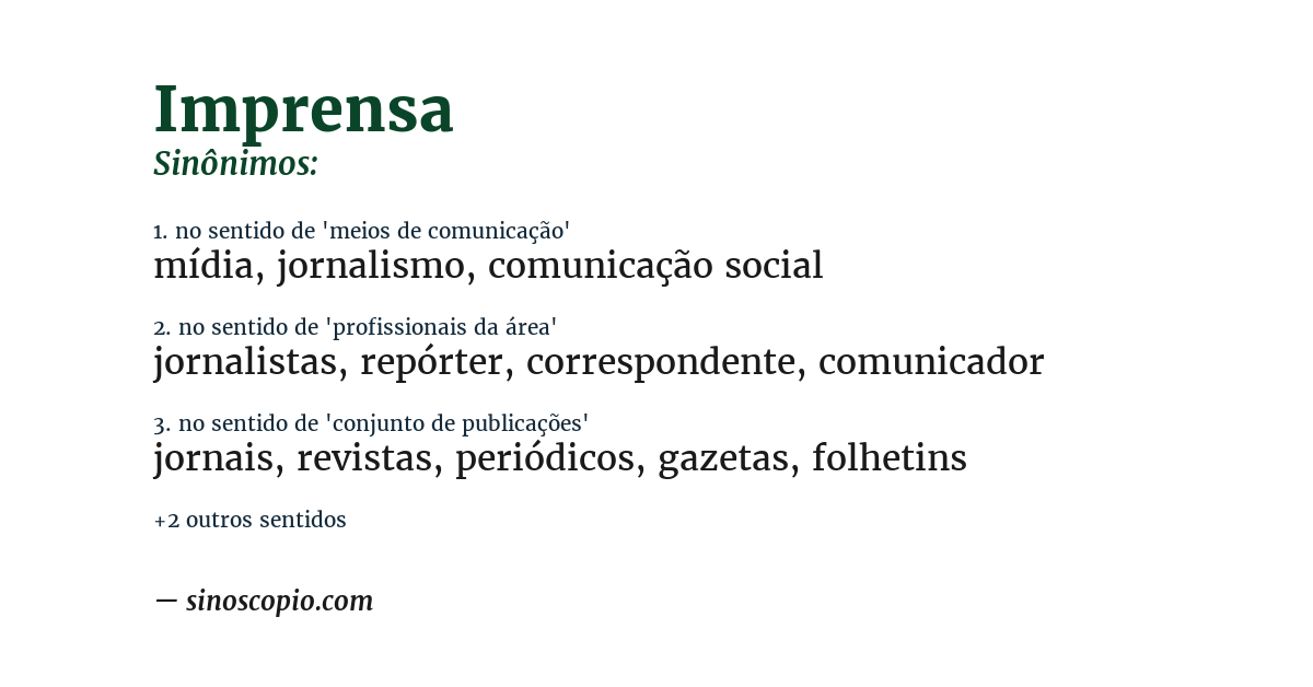 Sinônimo de imprensa