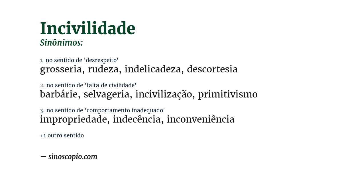 Sinônimo de incivilidade