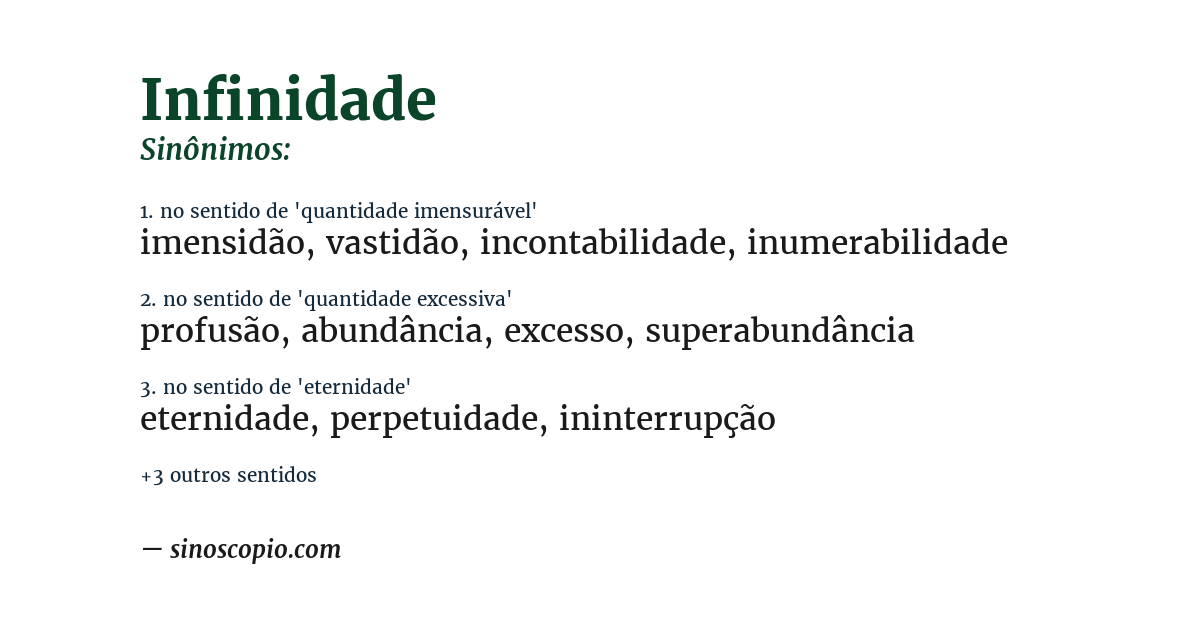 Sinônimo de infinidade