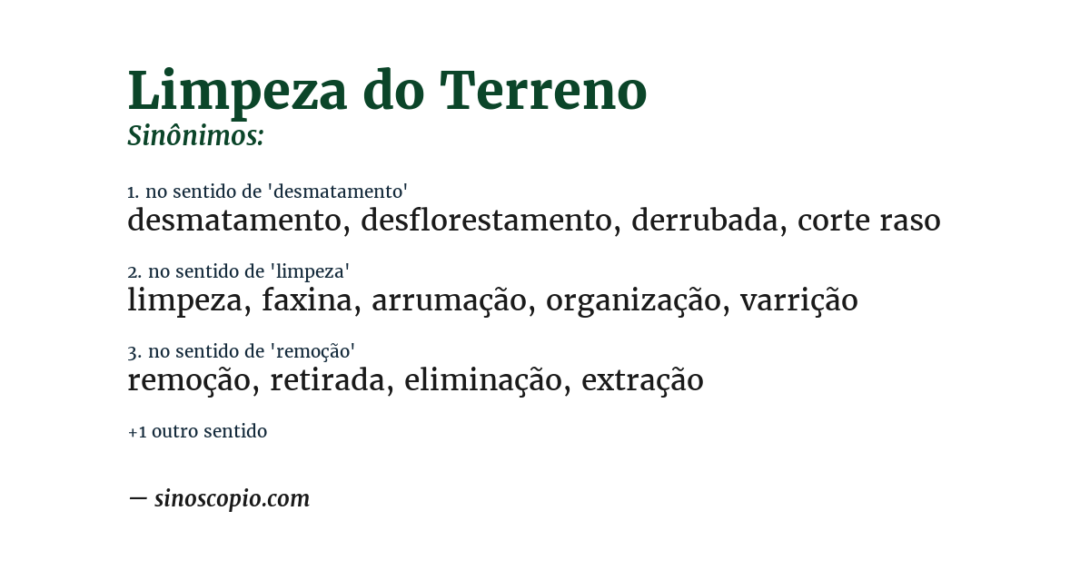Sinônimo de limpeza do terreno