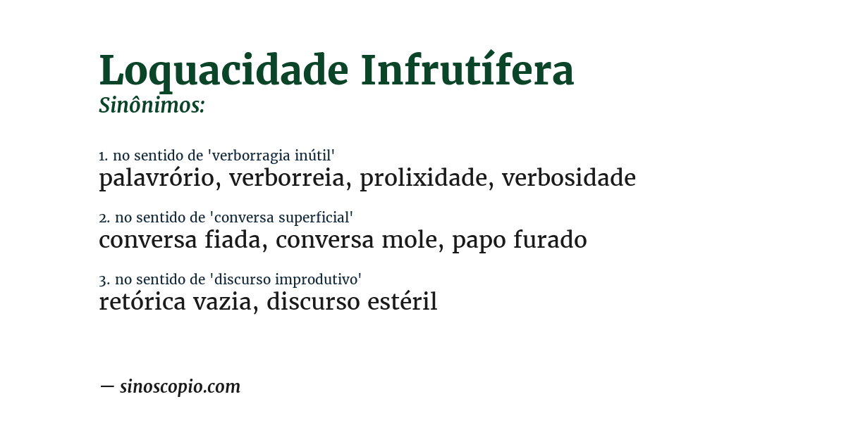 Sinônimo de loquacidade infrutífera