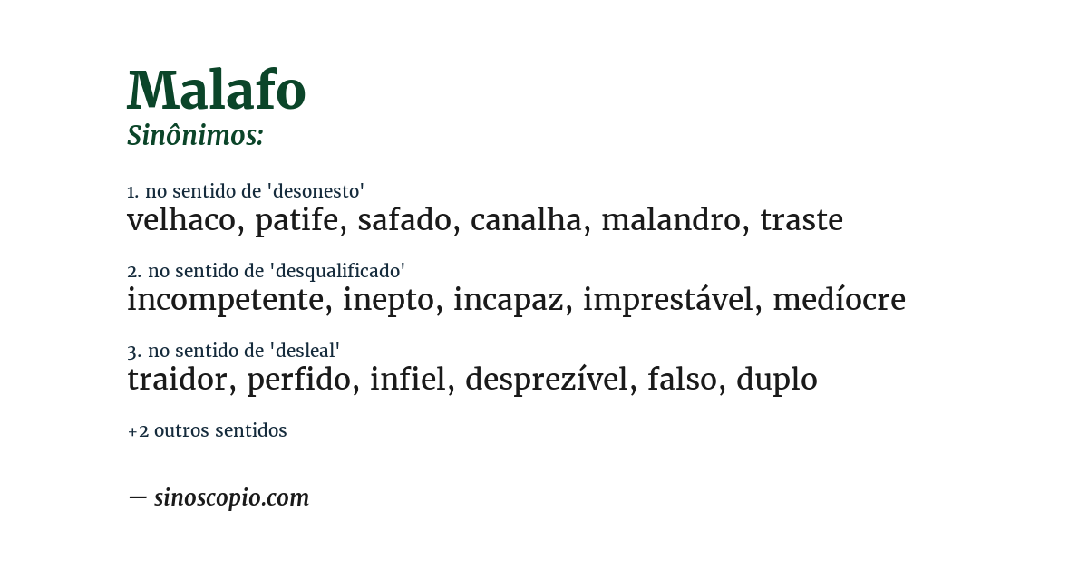 Sinônimo de malafo