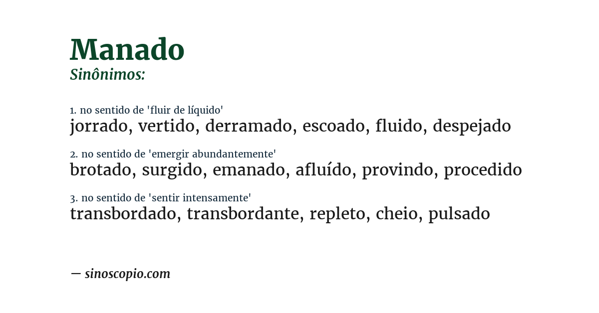 Sinônimo de manado