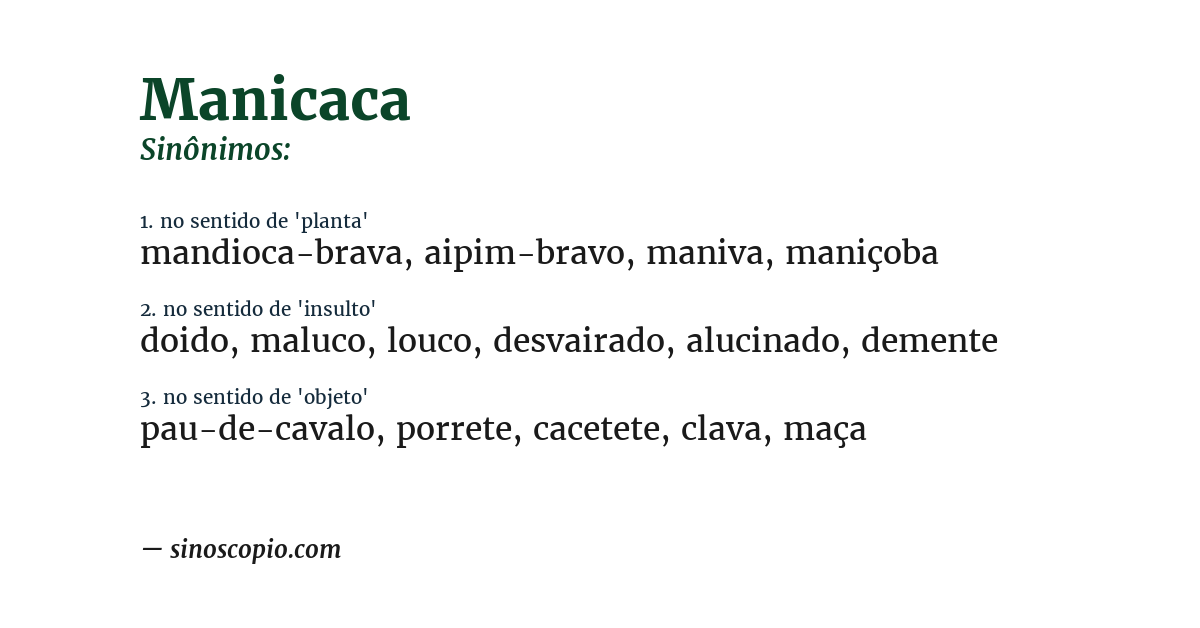 Sinônimo de manicaca