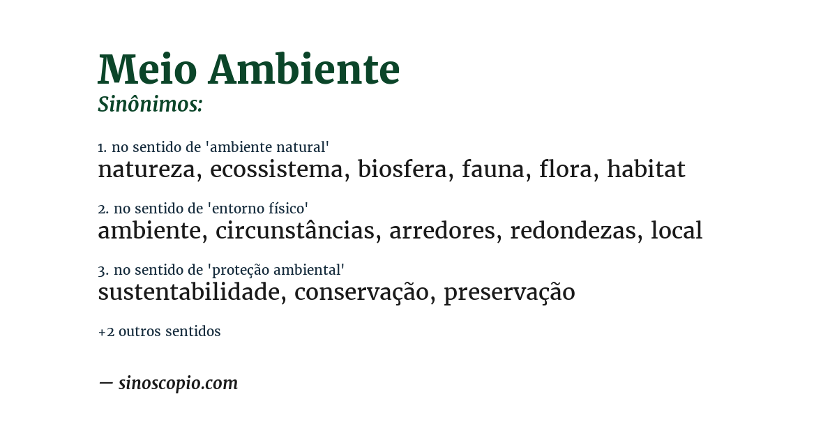 Sinônimo de meio ambiente