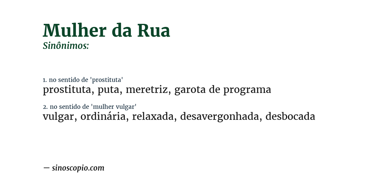 Sinônimo de mulher da rua