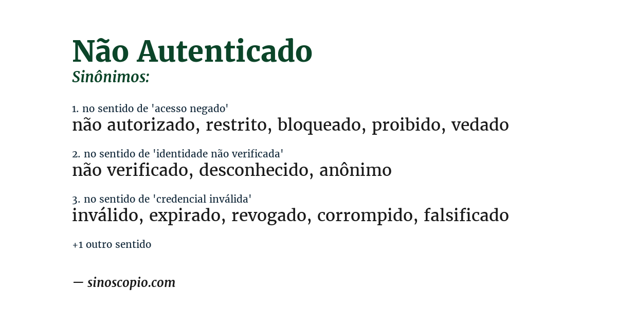 Sinônimo de não autenticado