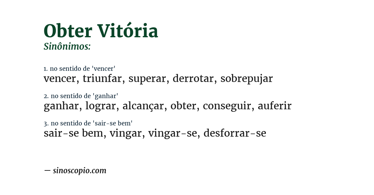 Sinônimo de obter vitória