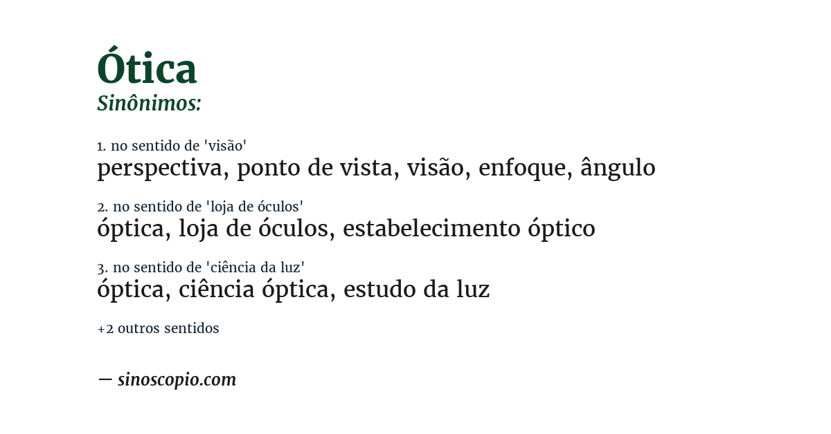 Sinônimo de ótica