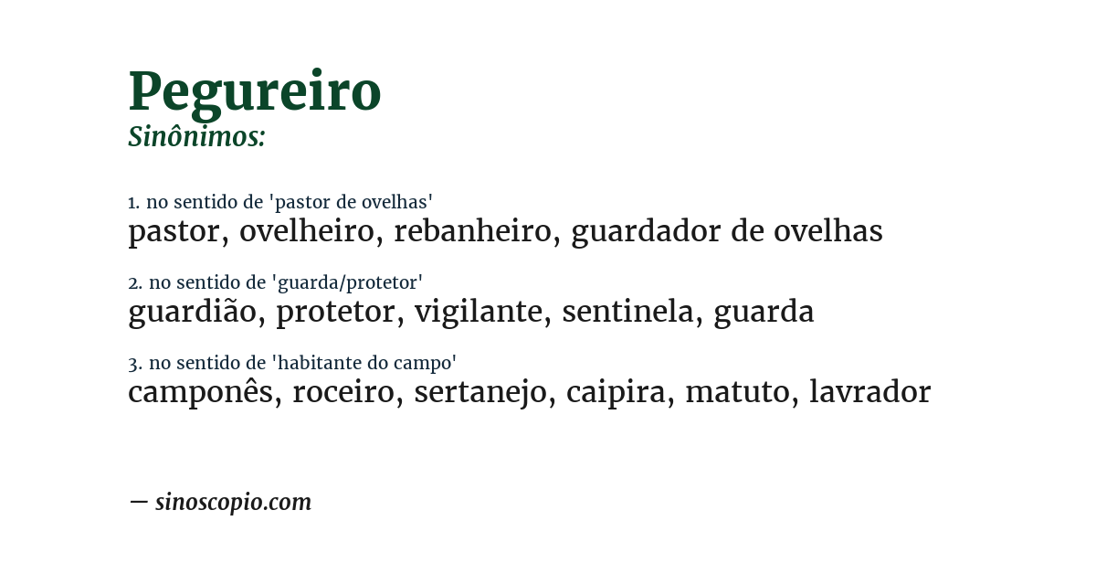 Sinônimo de pegureiro