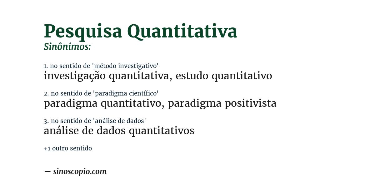 Sinônimo de pesquisa quantitativa