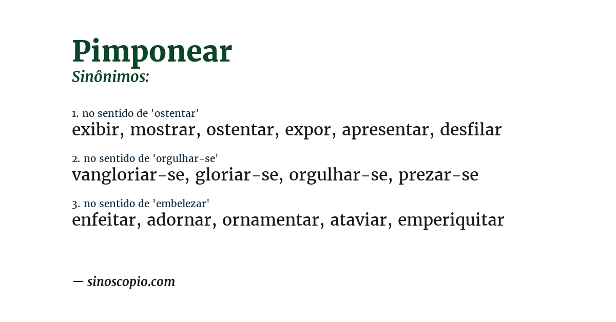 Sinônimo de pimponear