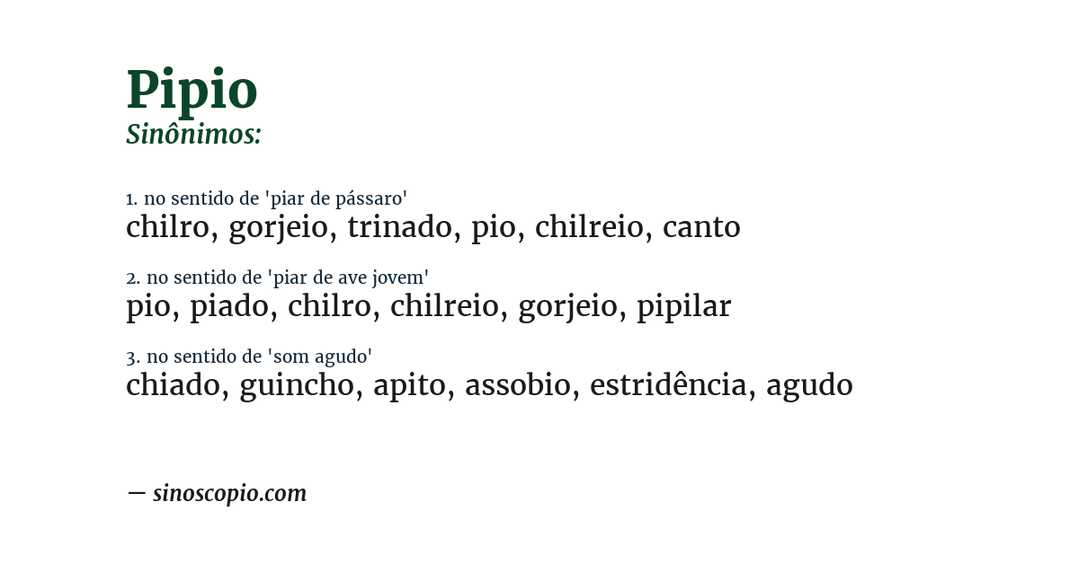 Sinônimo de pipio