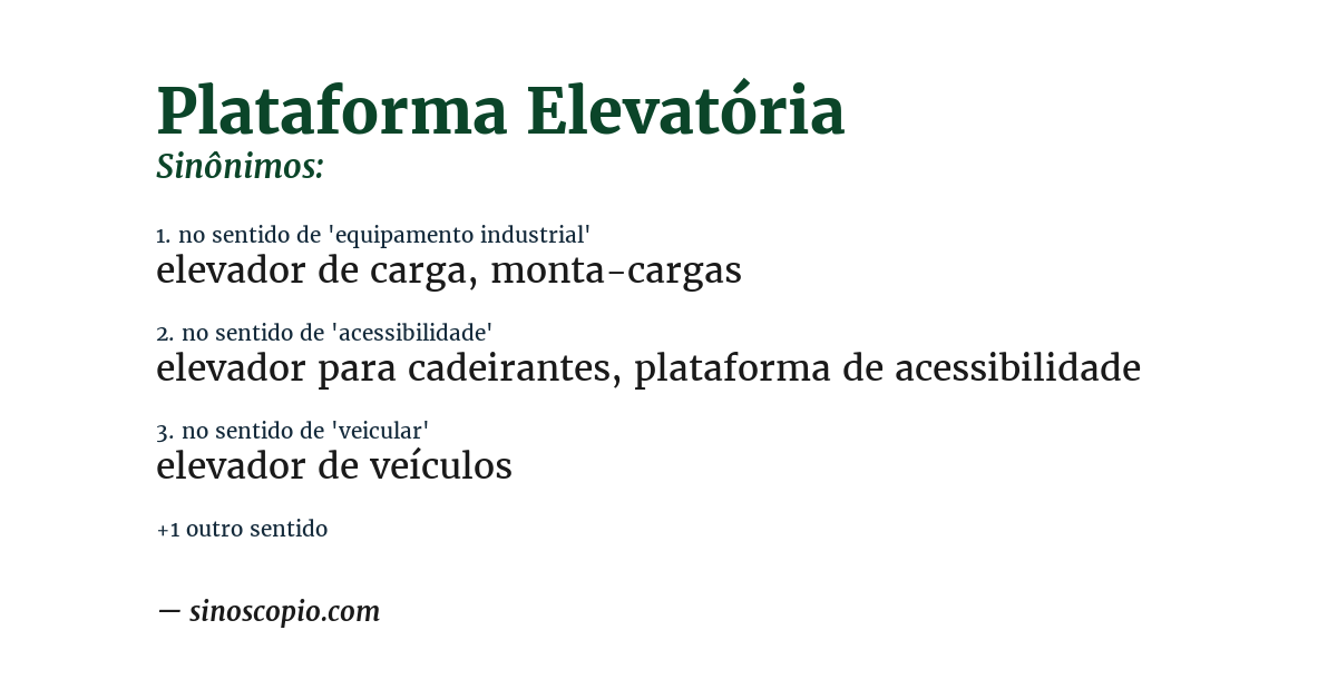 Sinônimo de plataforma elevatória