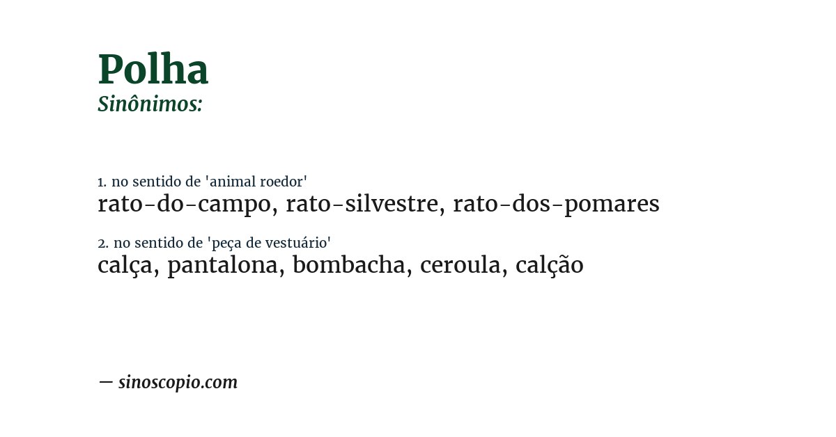 Sinônimo de polha