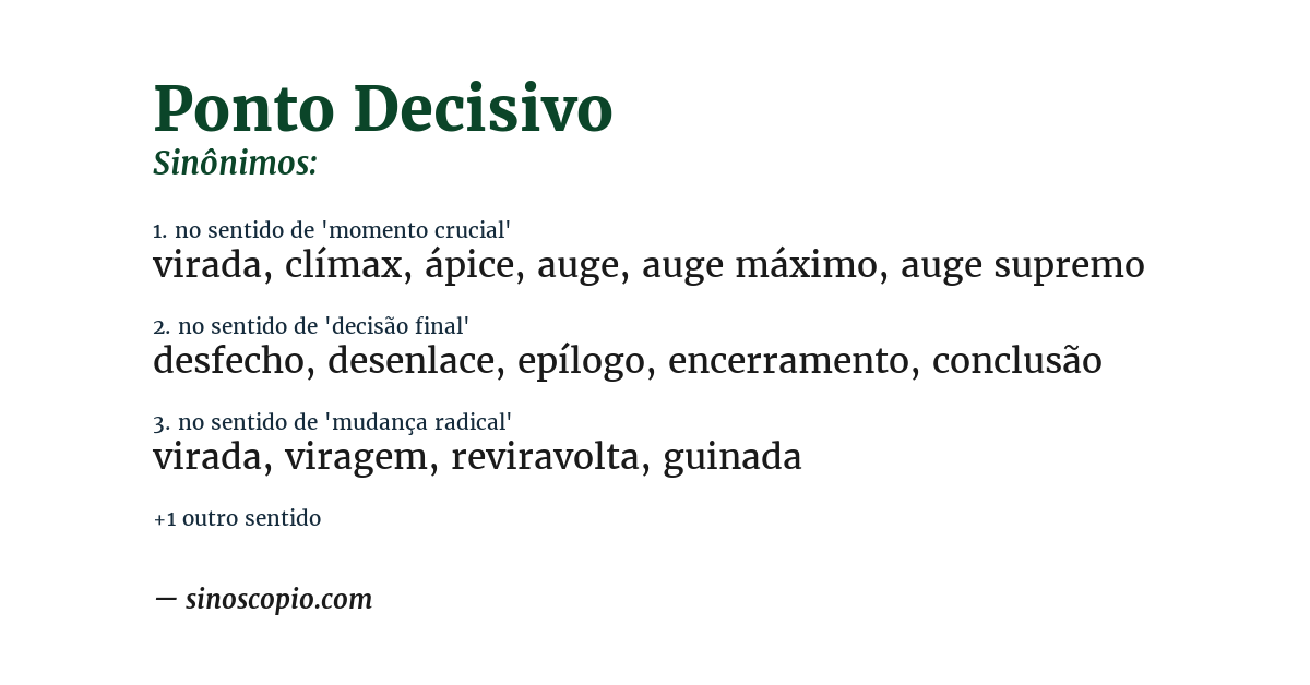 Sinônimo de ponto decisivo