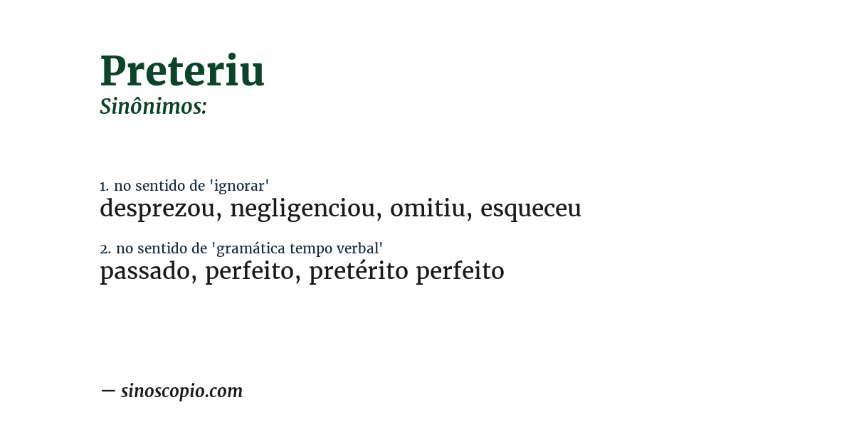 Sinônimo de preteriu