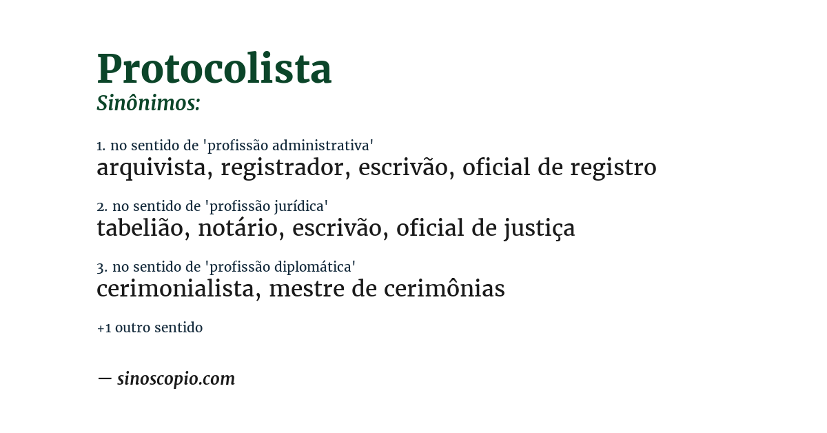 Sinônimo de protocolista