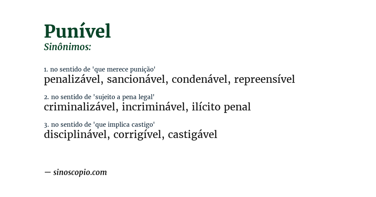 Sinônimo de punível