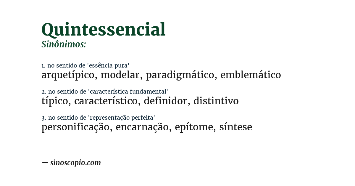 Sinônimo de quintessencial