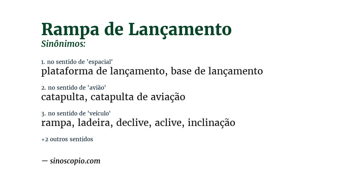 Sinônimo de rampa de lançamento