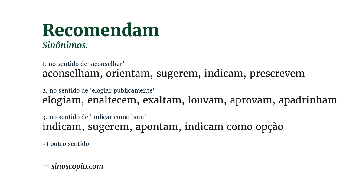 Sinônimo de recomendam
