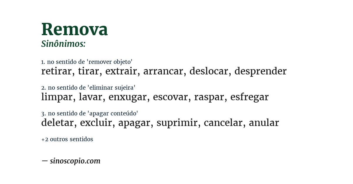 Sinônimo de remova