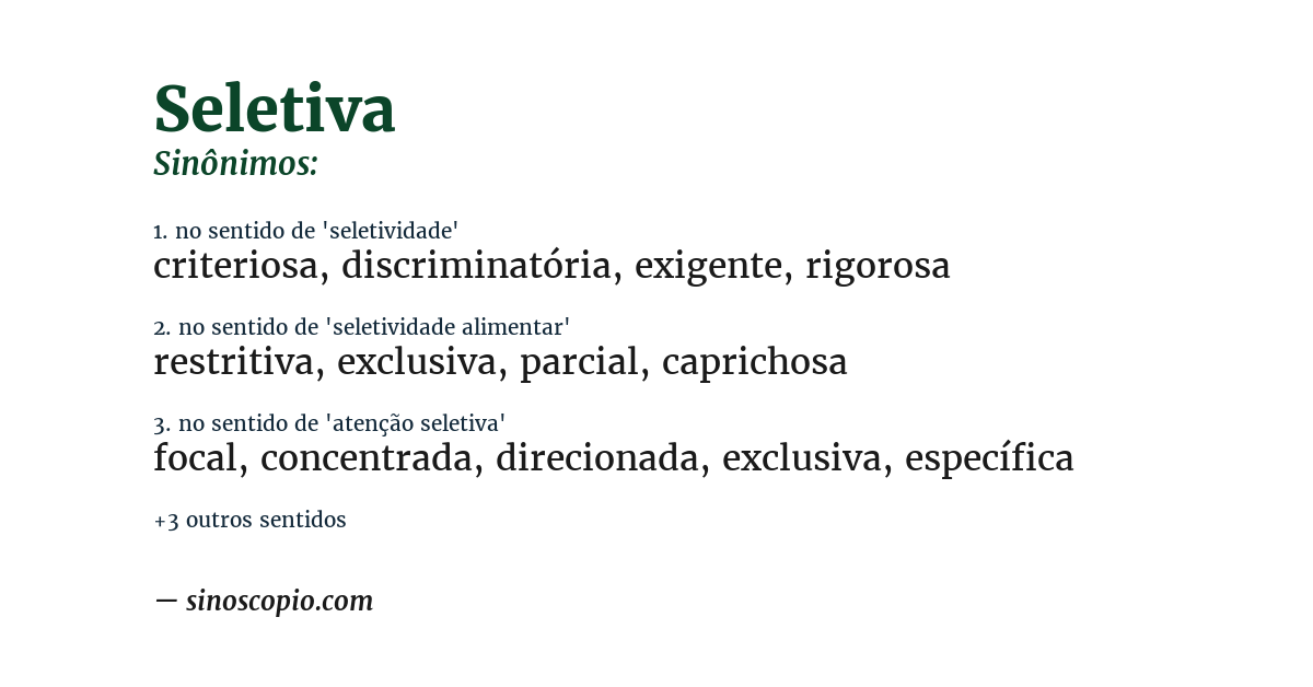 Sinônimo de seletiva