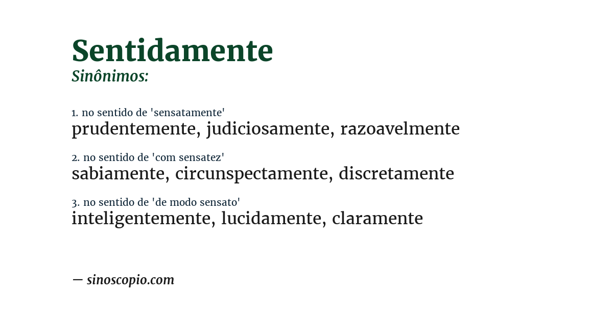 Sinônimo de sentidamente