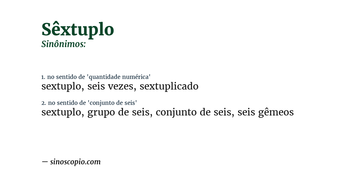 Sinônimo de sêxtuplo