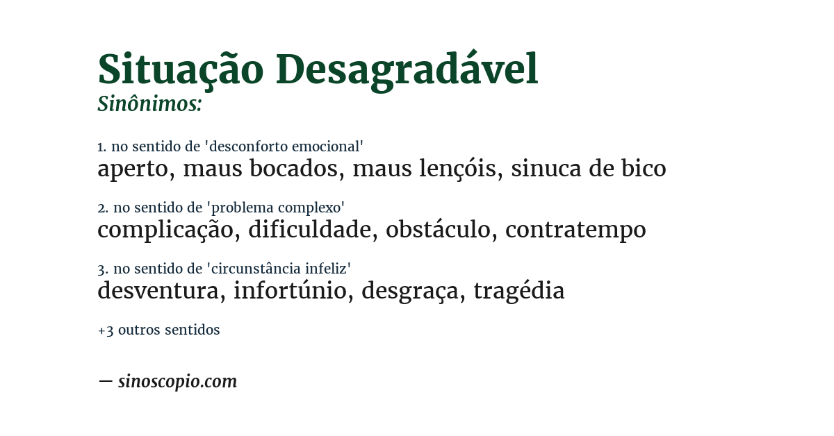 Sinônimo de situação desagradável