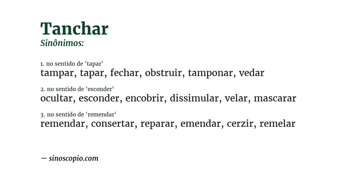 Sinônimo de tanchar