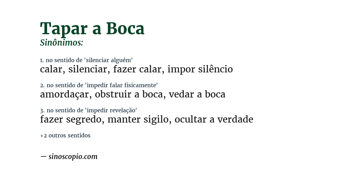 Sinônimo de tapar a boca