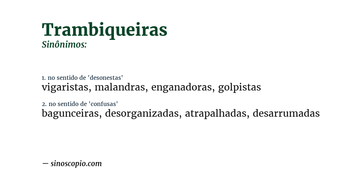 Sinônimo de trambiqueiras
