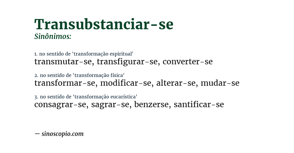 Sinônimo de transubstanciar-se