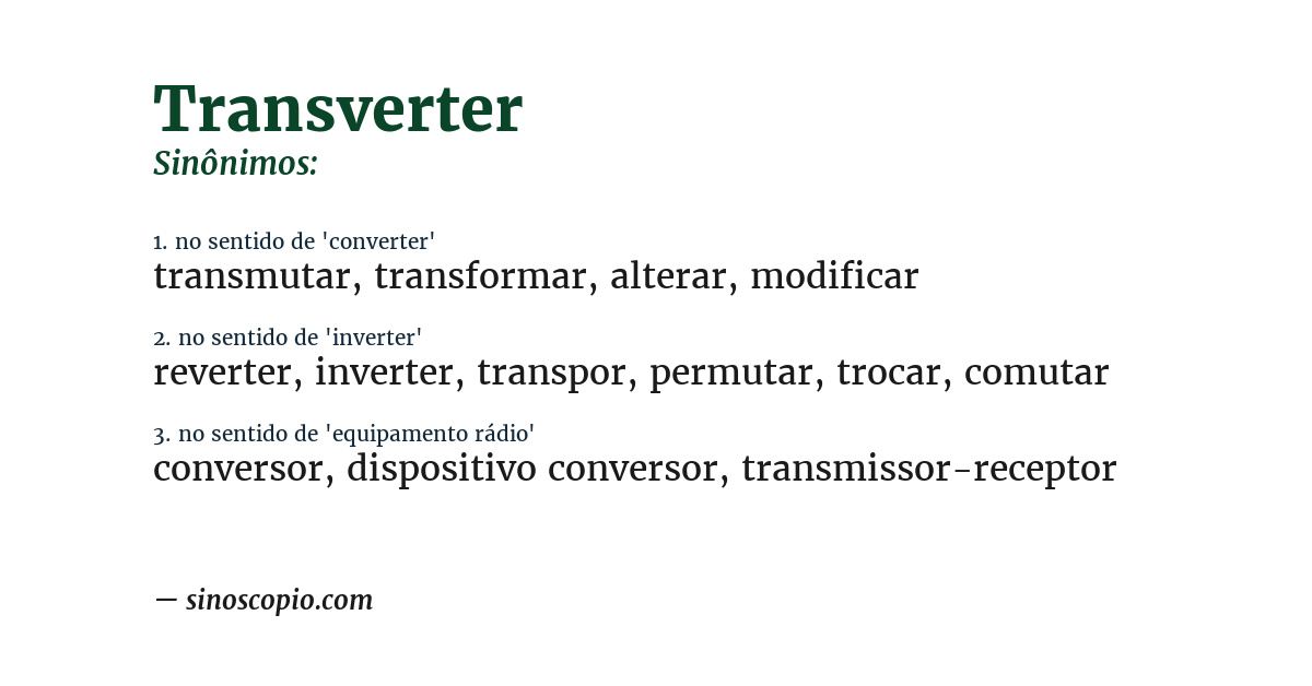 Sinônimo de transverter