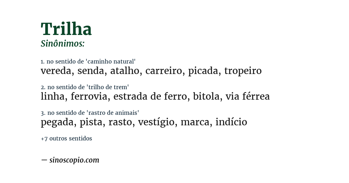 Sinônimo de trilha