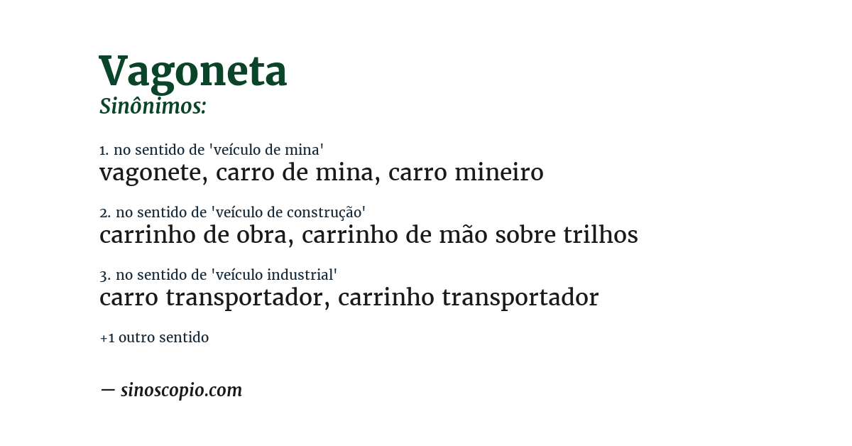 Sinônimo de vagoneta